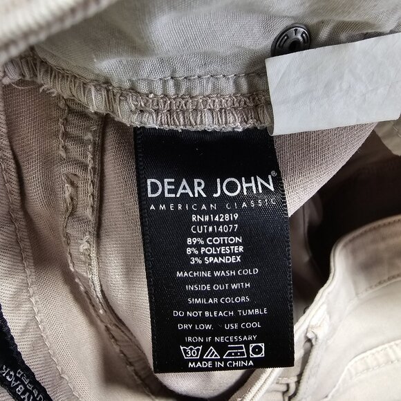 Dear John Jeans Womens Sz 26 Beige Playback Cuffed Cropped Straight Stretch - Picture 7 of 11